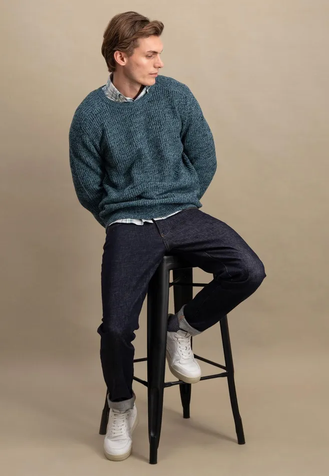 Sweater Men FYNCHHATTON Moulin Sweater Made Of Cotton Dark Tealruby Redflame
