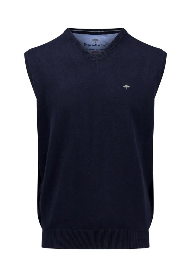 Sweater Men FYNCHHATTON String Pullunder Made Of Fine Cotton Steelnavypoppy Rednightstrong Blue