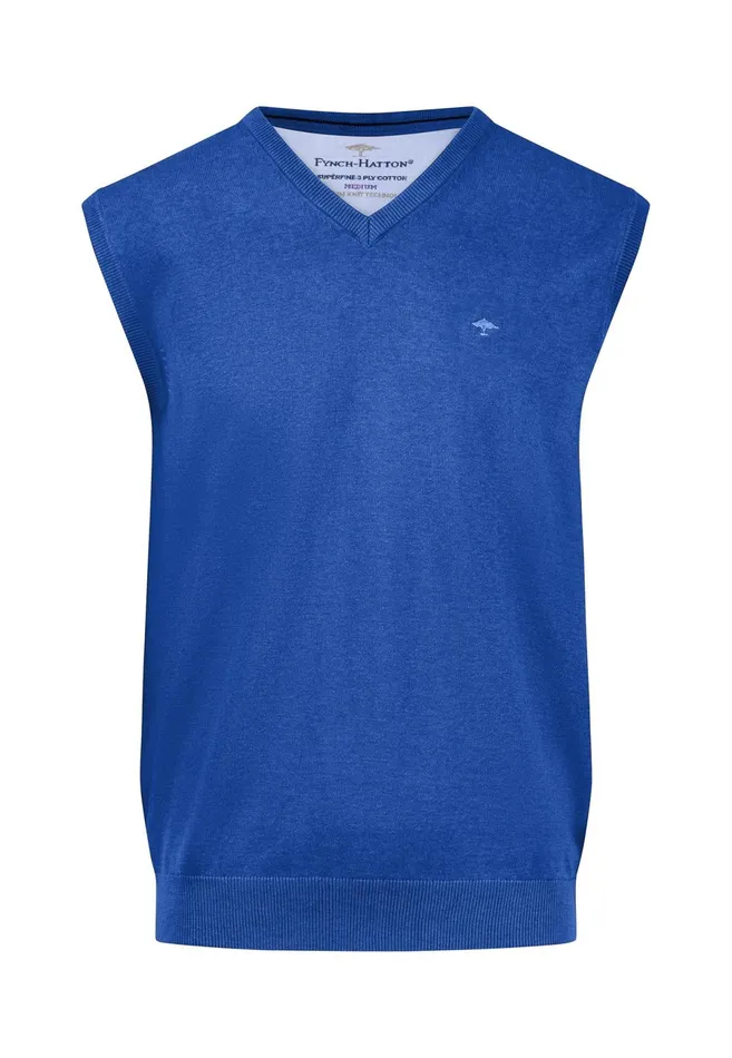 Sweater Men FYNCHHATTON String Pullunder Made Of Fine Cotton Steelnavypoppy Rednightstrong Blue