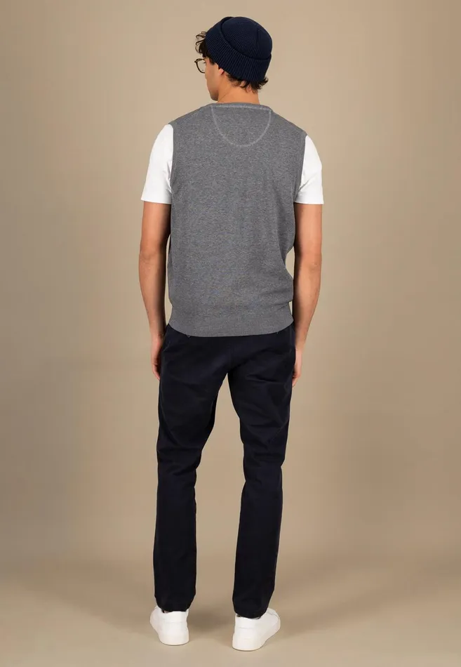 Sweater Men FYNCHHATTON String Pullunder Made Of Fine Cotton Steelnavypoppy Rednightstrong Blue