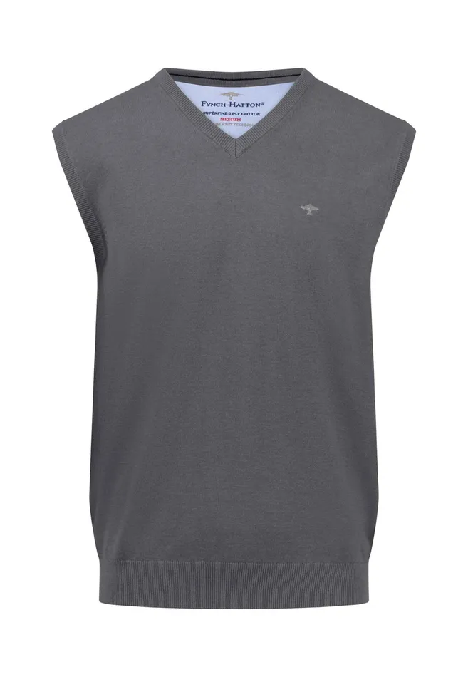 Sweater Men FYNCHHATTON String Pullunder Made Of Fine Cotton Steelnavypoppy Rednightstrong Blue