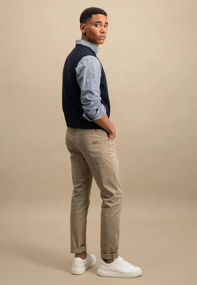 Sweater Men FYNCHHATTON String Pullunder Made Of Fine Cotton Steelnavypoppy Rednightstrong Blue