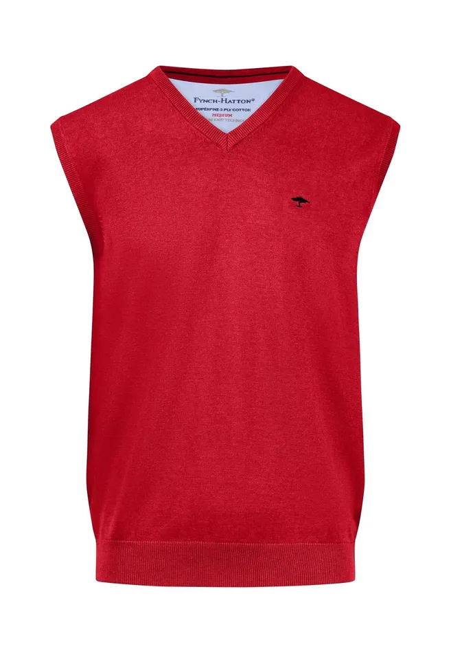 Sweater Men FYNCHHATTON String Pullunder Made Of Fine Cotton Steelnavypoppy Rednightstrong Blue