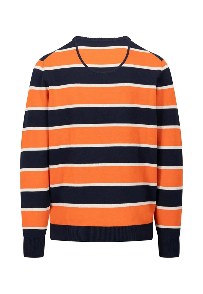 Sweater Men FYNCHHATTON Superfine Sweater Made Of Cotton And Stripes Light Khakiflamecloud Blue