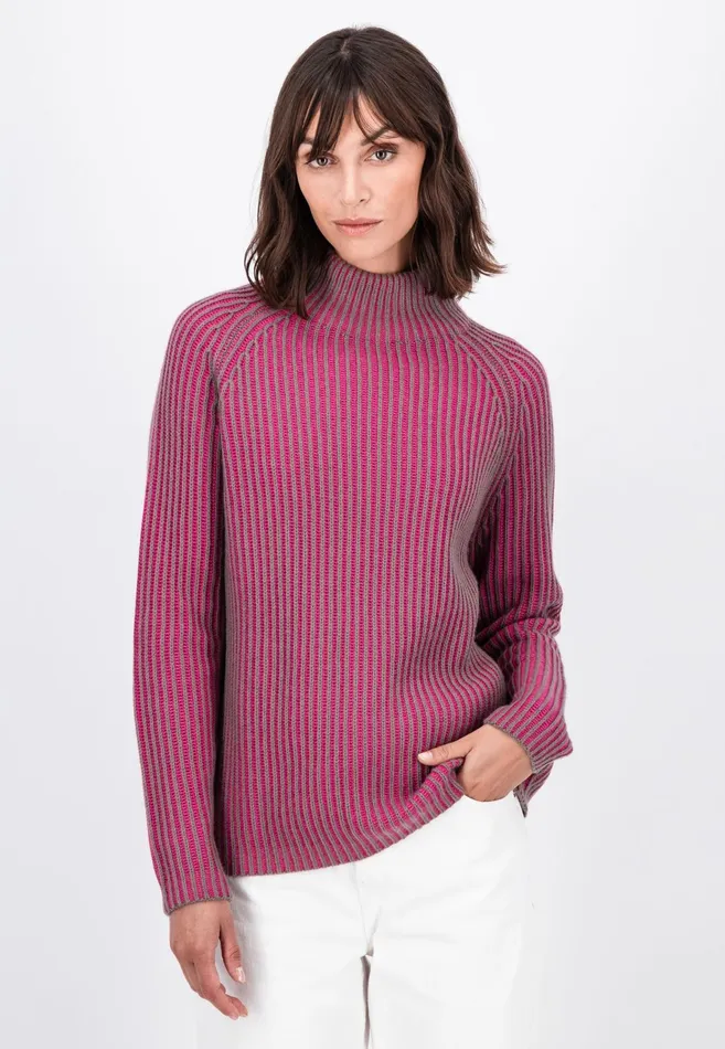 Sweater Women FYNCHHATTON Knitting Sweater Made Of Wool Mix In Twotone Look Aqua Seaelegant Pink