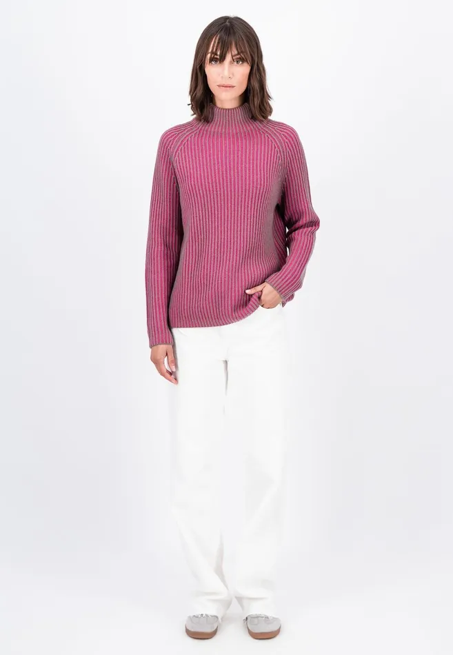 Sweater Women FYNCHHATTON Knitting Sweater Made Of Wool Mix In Twotone Look Aqua Seaelegant Pink