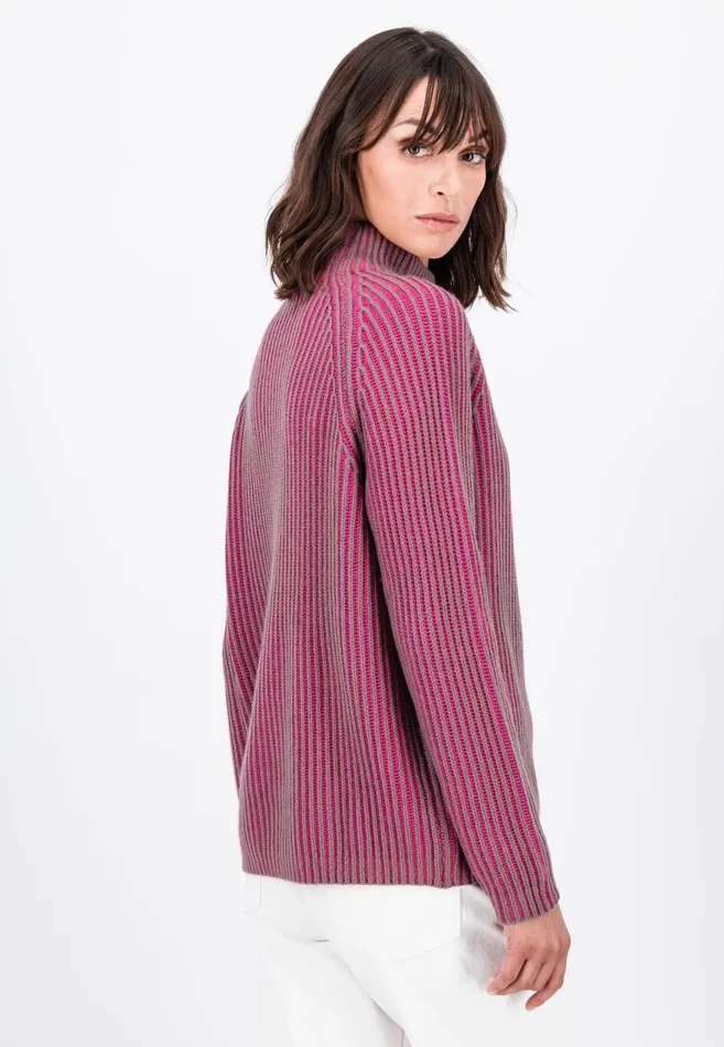 Sweater Women FYNCHHATTON Knitting Sweater Made Of Wool Mix In Twotone Look Aqua Seaelegant Pink