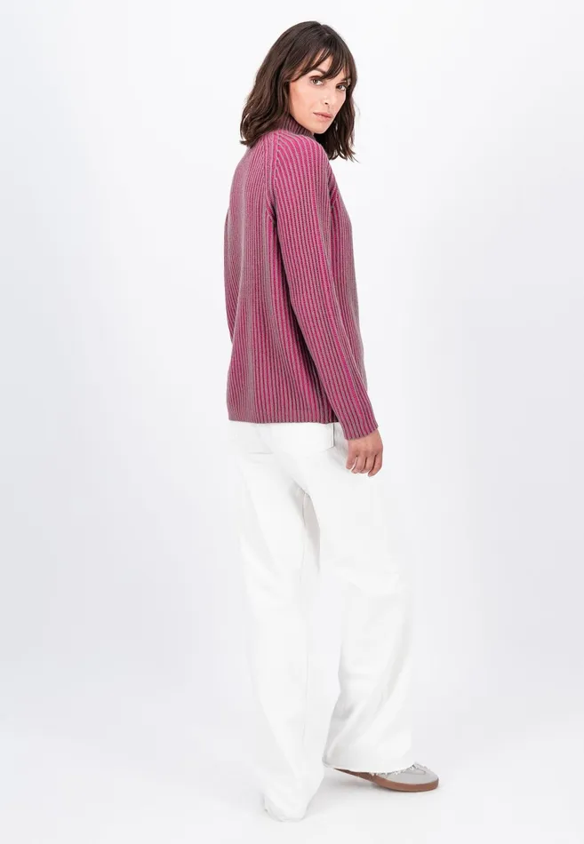 Sweater Women FYNCHHATTON Knitting Sweater Made Of Wool Mix In Twotone Look Aqua Seaelegant Pink