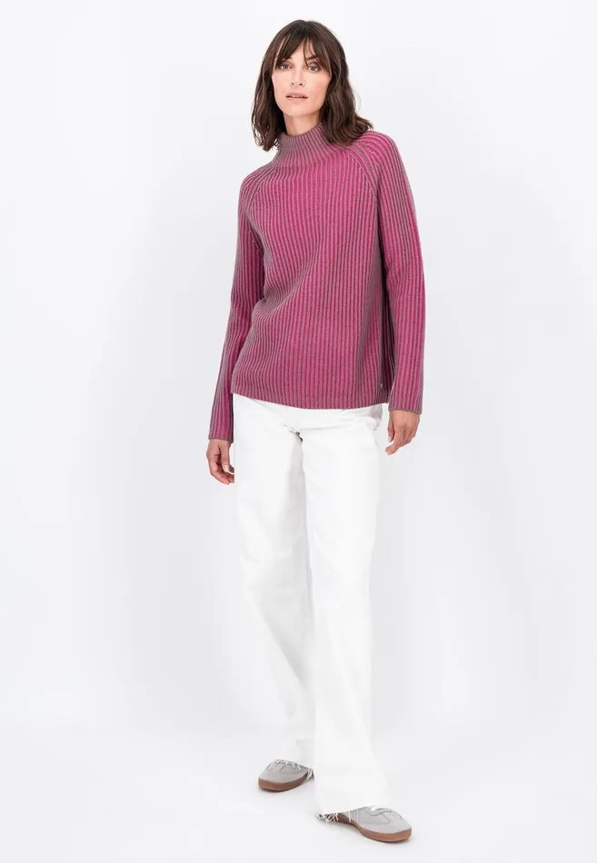 Sweater Women FYNCHHATTON Knitting Sweater Made Of Wool Mix In Twotone Look Aqua Seaelegant Pink