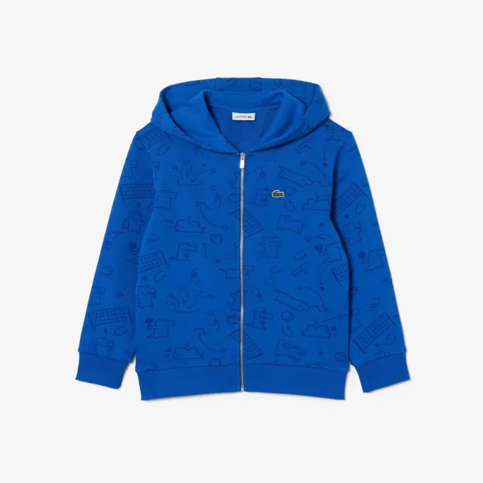 Sweaters and Sweatshirts Kids Lacoste Kids039 Printed Unbrushed Fleece ZipUp Sweatshirt Blue White Iu1 Sweaters and Sweatshirts Kids Lacoste Kids039 Printed Unbrushed Fleece ZipUp Sweatshirt Blue White Iu1