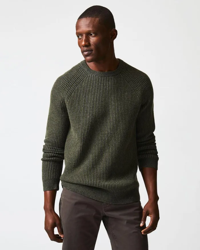 Sweaters and Sweatshirts Men Billy Reid Fisherman Rib Crew Olive