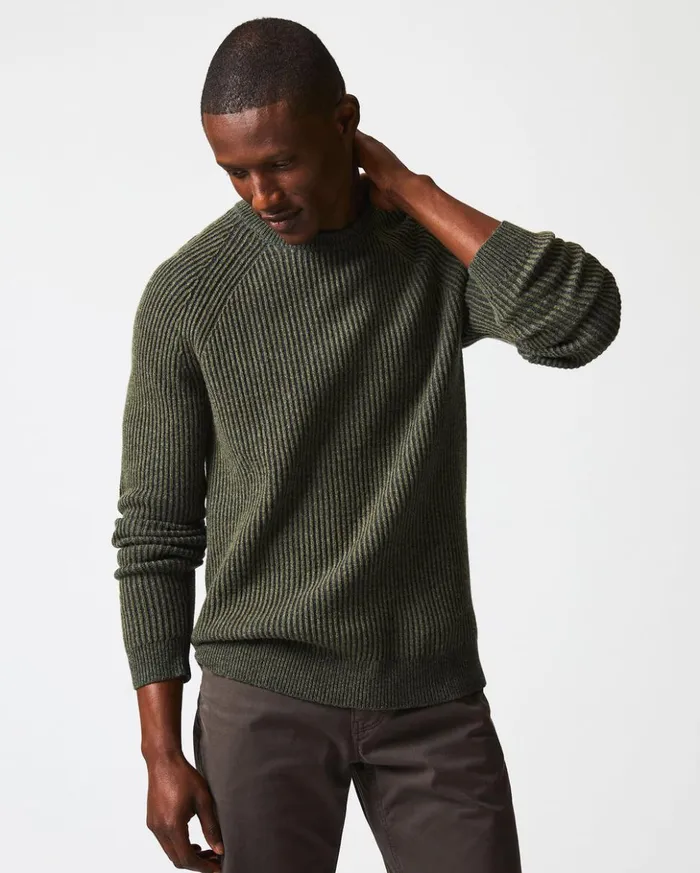 Sweaters and Sweatshirts Men Billy Reid Fisherman Rib Crew Olive