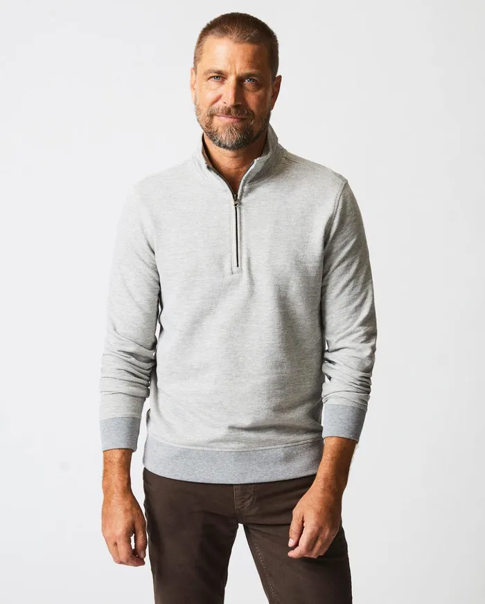 Sweaters and Sweatshirts Men Billy Reid Herringbone Half Zip Light Grey