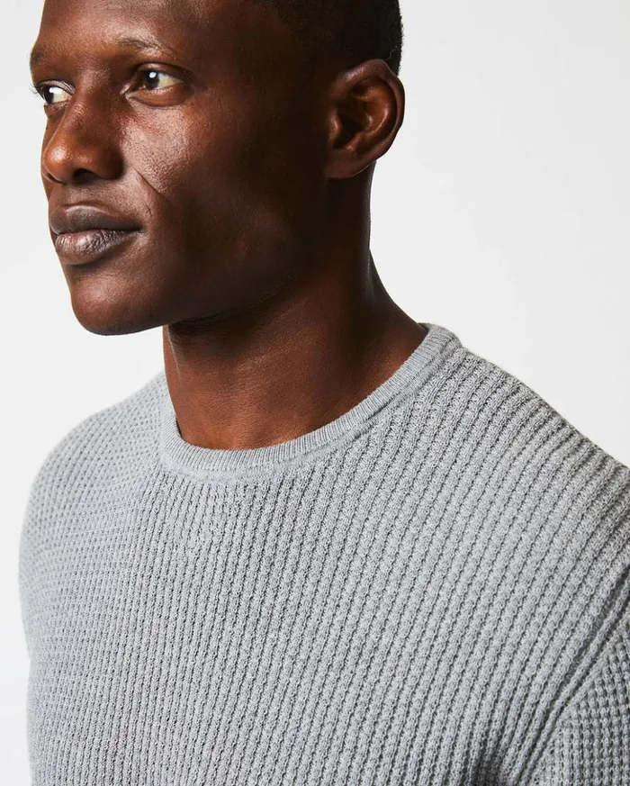 Sweaters and Sweatshirts Men Billy Reid Mini Waffle Crew Grey
