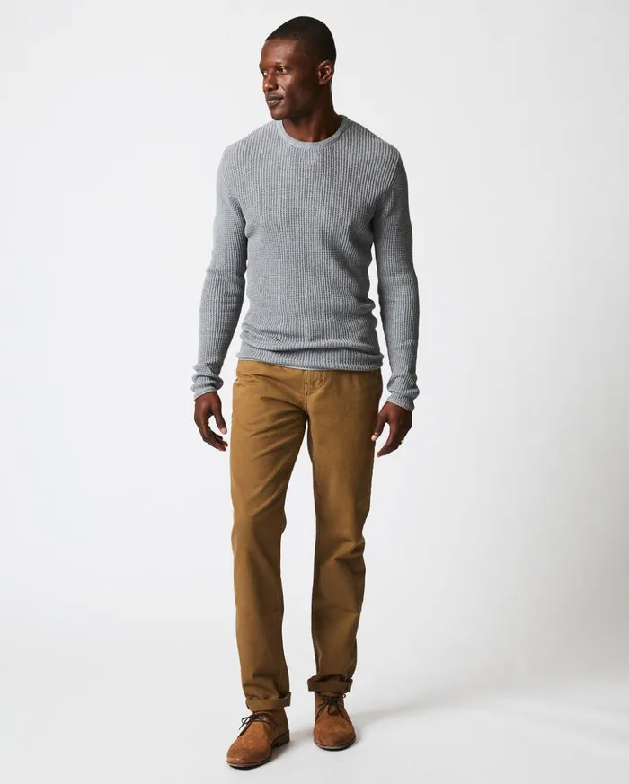 Sweaters and Sweatshirts Men Billy Reid Mini Waffle Crew Grey
