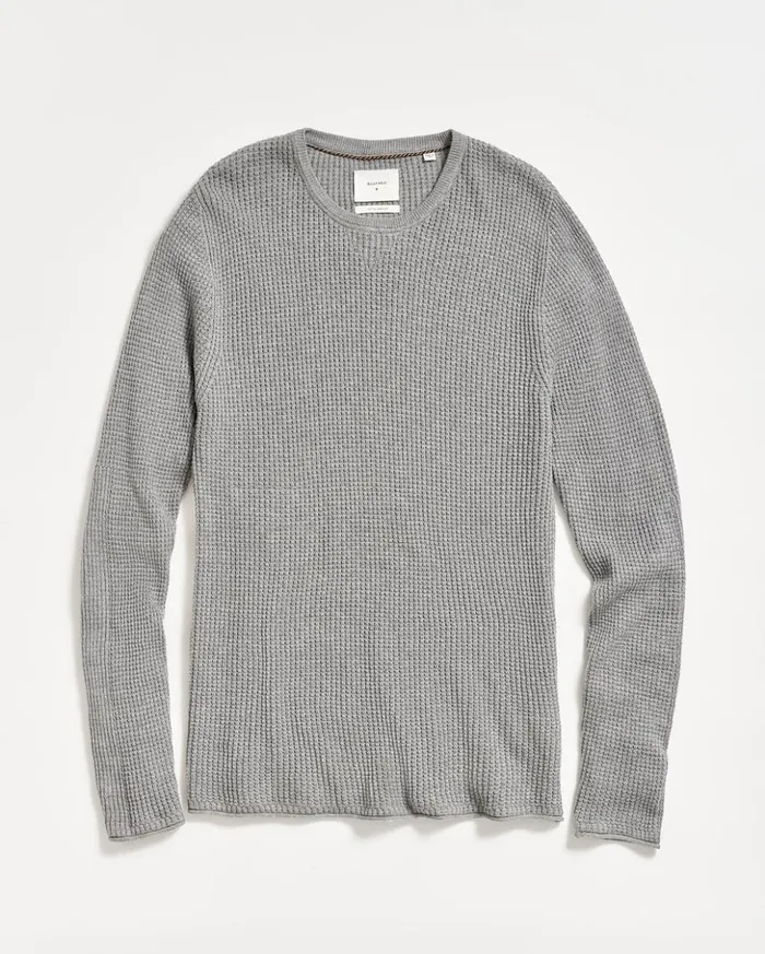 Sweaters and Sweatshirts Men Billy Reid Mini Waffle Crew Grey