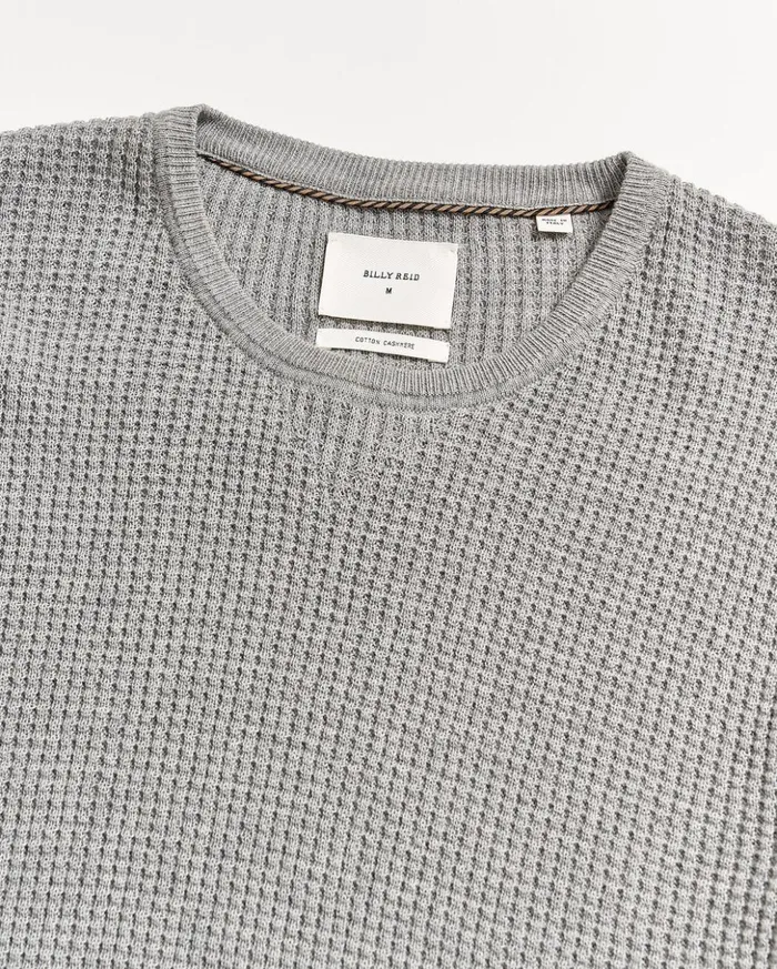 Sweaters and Sweatshirts Men Billy Reid Mini Waffle Crew Grey