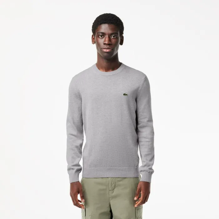 Sweaters and Sweatshirts Men Lacoste Crew Neck Cotton Sweater Grey Chine Cca