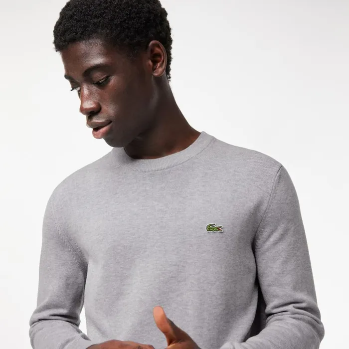 Sweaters and Sweatshirts Men Lacoste Crew Neck Cotton Sweater Grey Chine Cca
