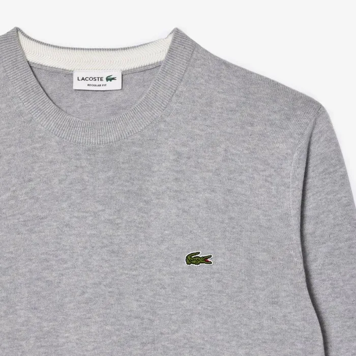 Sweaters and Sweatshirts Men Lacoste Crew Neck Cotton Sweater Grey Chine Cca