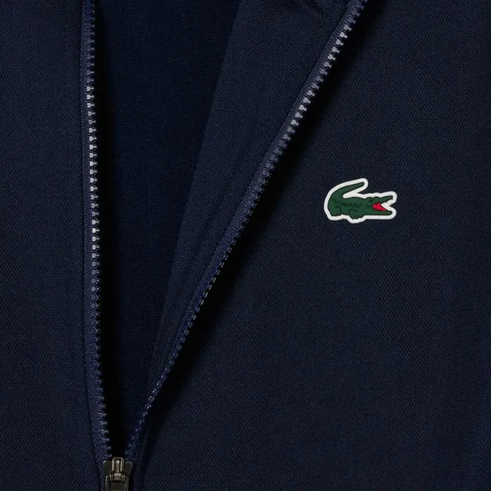 Sweaters and Sweatshirts Men Lacoste Men039s AbrasionResistant ZipUp Tennis Sweatshirt Navy Blue White 525