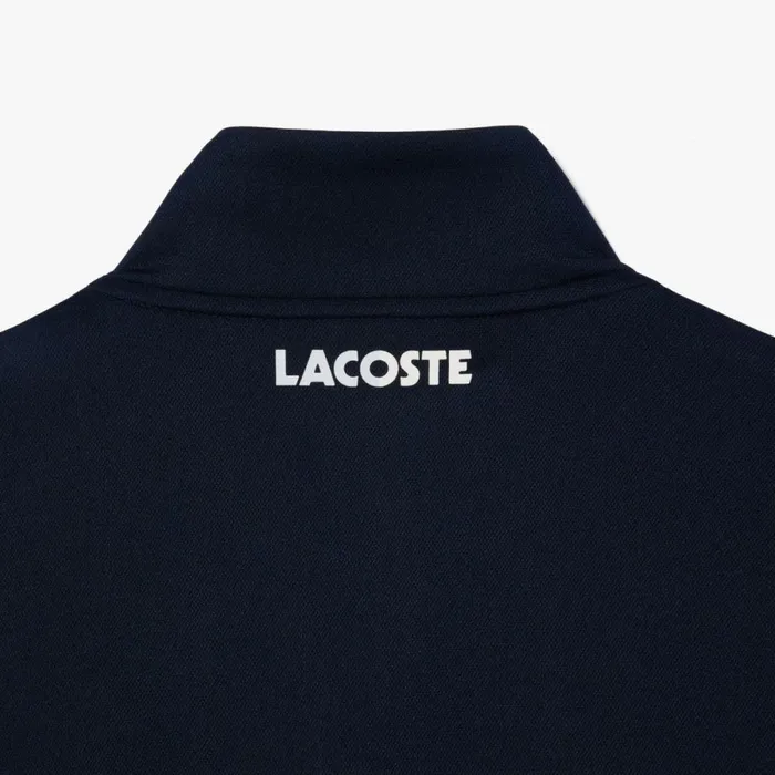 Sweaters and Sweatshirts Men Lacoste Men039s AbrasionResistant ZipUp Tennis Sweatshirt Navy Blue White 525