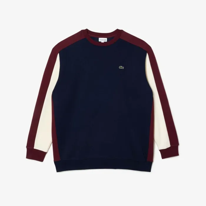 Sweaters and Sweatshirts Men Lacoste Men039s Big Fit Colorblock Sweatshirt Navy Blue Bordeaux White Pig Sweaters and Sweatshirts Men Lacoste Men039s Big Fit Colorblock Sweatshirt Navy Blue Bordeaux White Pig