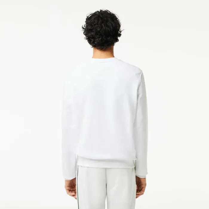 Sweaters and Sweatshirts Men Lacoste Men039s Classic Fit Cotton Fleece Sweatshirt White 001