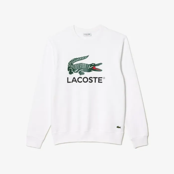 Sweaters and Sweatshirts Men Lacoste Men039s Classic Fit Cotton Fleece Sweatshirt White 001