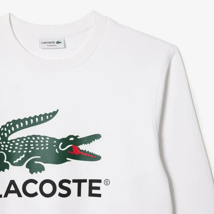 Sweaters and Sweatshirts Men Lacoste Men039s Classic Fit Cotton Fleece Sweatshirt White 001