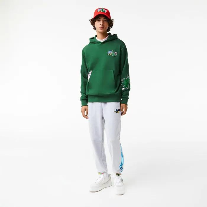 Sweaters and Sweatshirts Men Lacoste Men039s Comic Effect Print Hoodie Pine Green 132