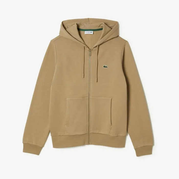 Sweaters and Sweatshirts Men Lacoste Men039s Fleece ZipUp Hoodie Beige Cb8