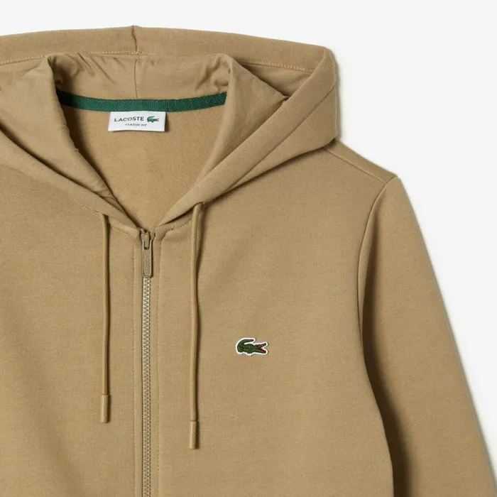 Sweaters and Sweatshirts Men Lacoste Men039s Fleece ZipUp Hoodie Beige Cb8