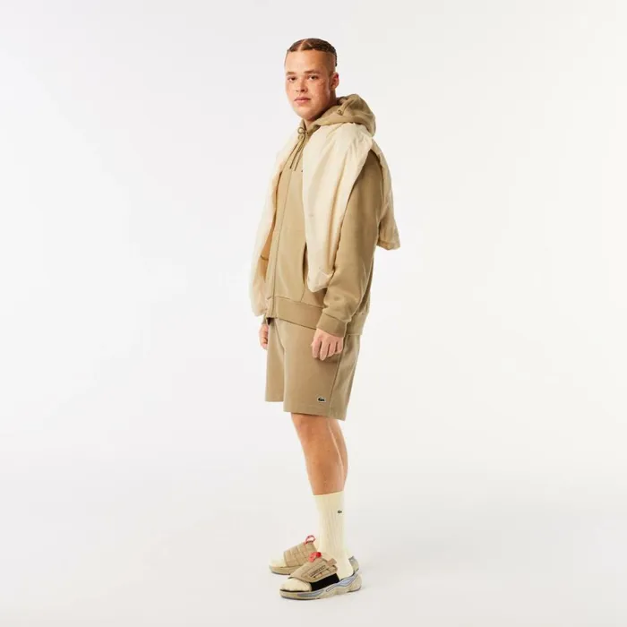 Sweaters and Sweatshirts Men Lacoste Men039s Fleece ZipUp Hoodie Beige Cb8