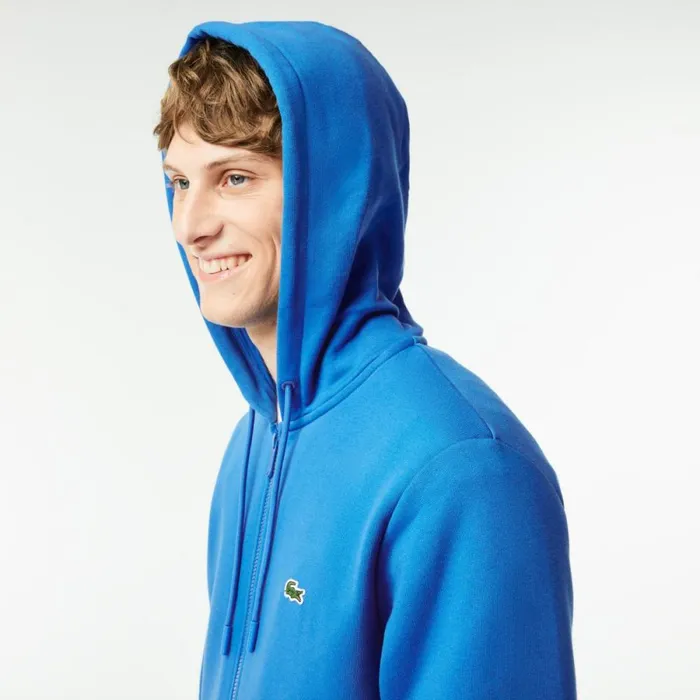 Sweaters and Sweatshirts Men Lacoste Men039s Fleece ZipUp Hoodie Blue Siy