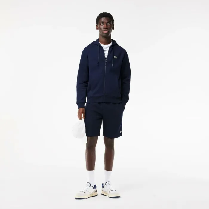 Sweaters and Sweatshirts Men Lacoste Men039s Fleece ZipUp Hoodie Navy Blue 166