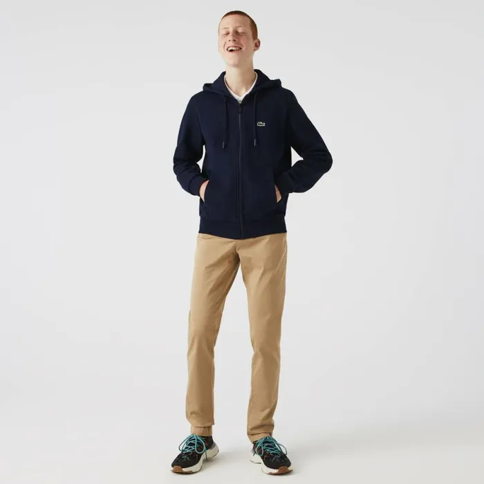 Sweaters and Sweatshirts Men Lacoste Men039s Fleece ZipUp Hoodie Navy Blue 166