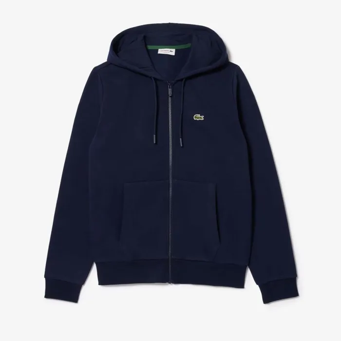 Sweaters and Sweatshirts Men Lacoste Men039s Fleece ZipUp Hoodie Navy Blue 166