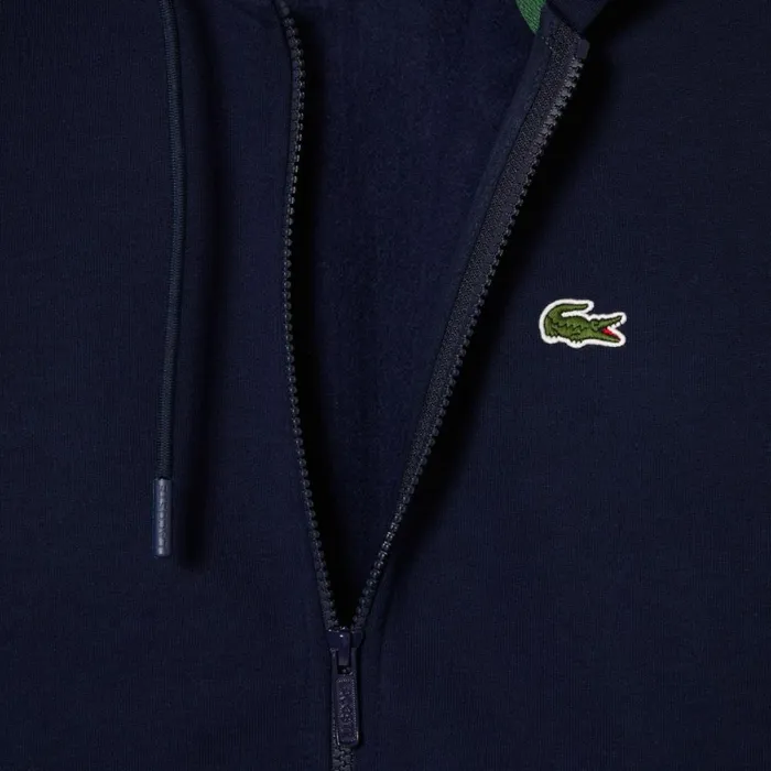 Sweaters and Sweatshirts Men Lacoste Men039s Fleece ZipUp Hoodie Navy Blue 166