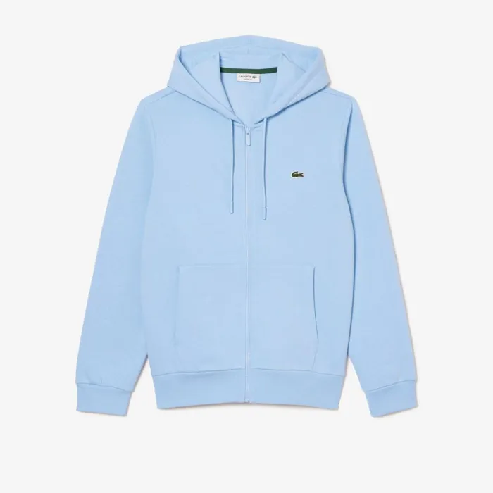 Sweaters and Sweatshirts Men Lacoste Men039s Fleece ZipUp Hoodie Pastel Blue Hbp