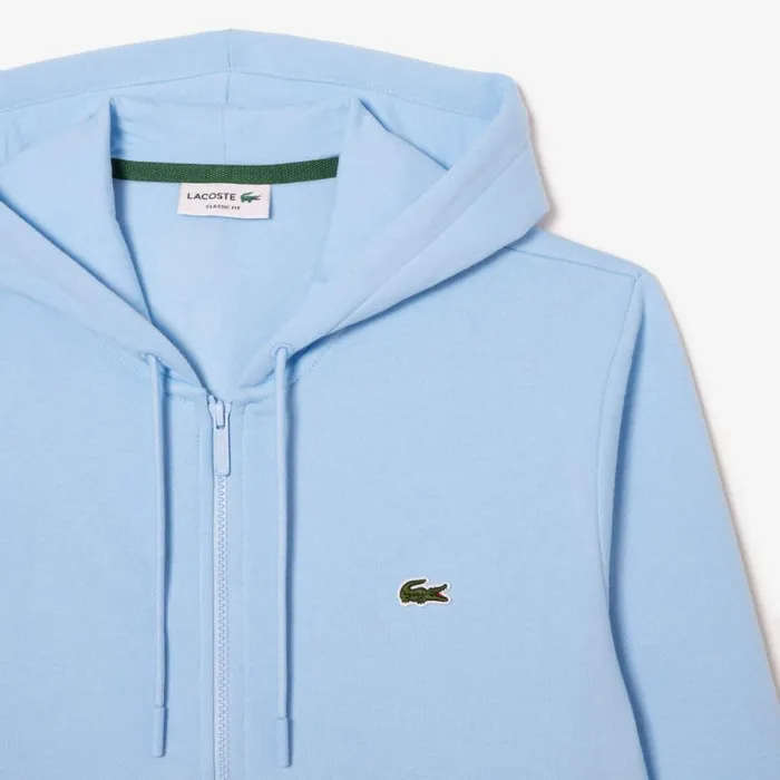 Sweaters and Sweatshirts Men Lacoste Men039s Fleece ZipUp Hoodie Pastel Blue Hbp