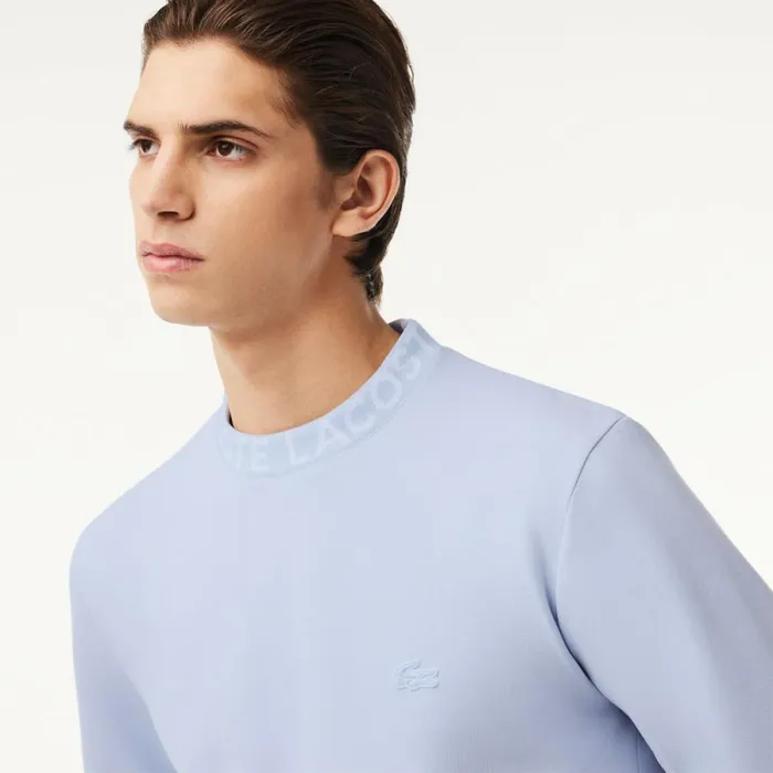 Sweaters and Sweatshirts Men Lacoste Men039s Logo Collar Double Face Sweatshirt Phoenix Blue J2g