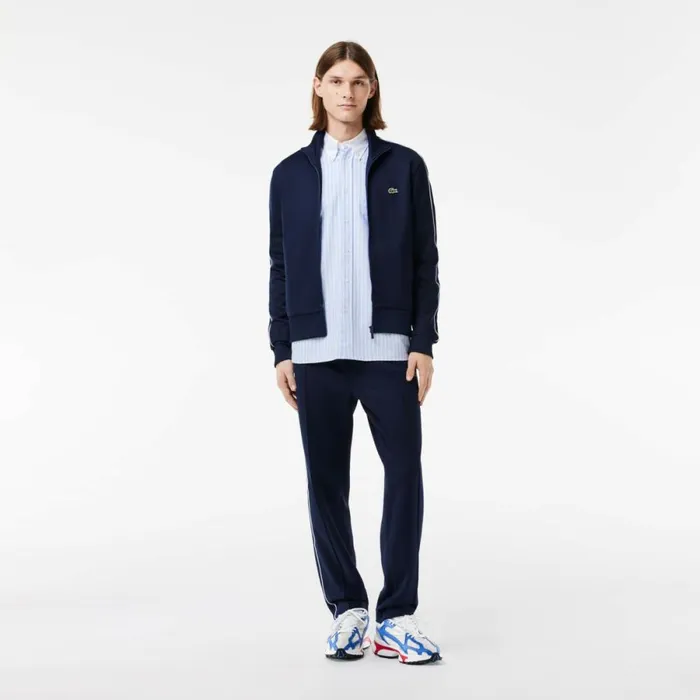 Sweaters and Sweatshirts Men Lacoste Men039s Paris Piqu Track Jacket Navy Blue 166
