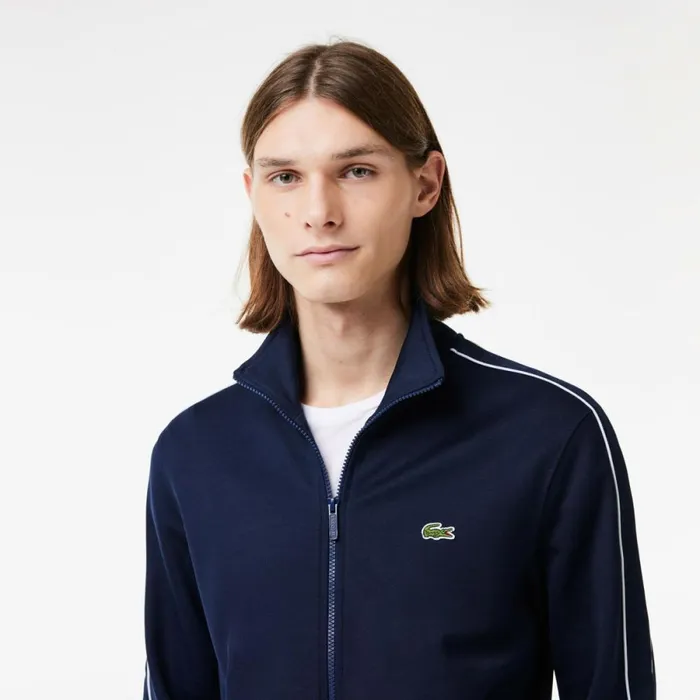 Sweaters and Sweatshirts Men Lacoste Men039s Paris Piqu Track Jacket Navy Blue 166