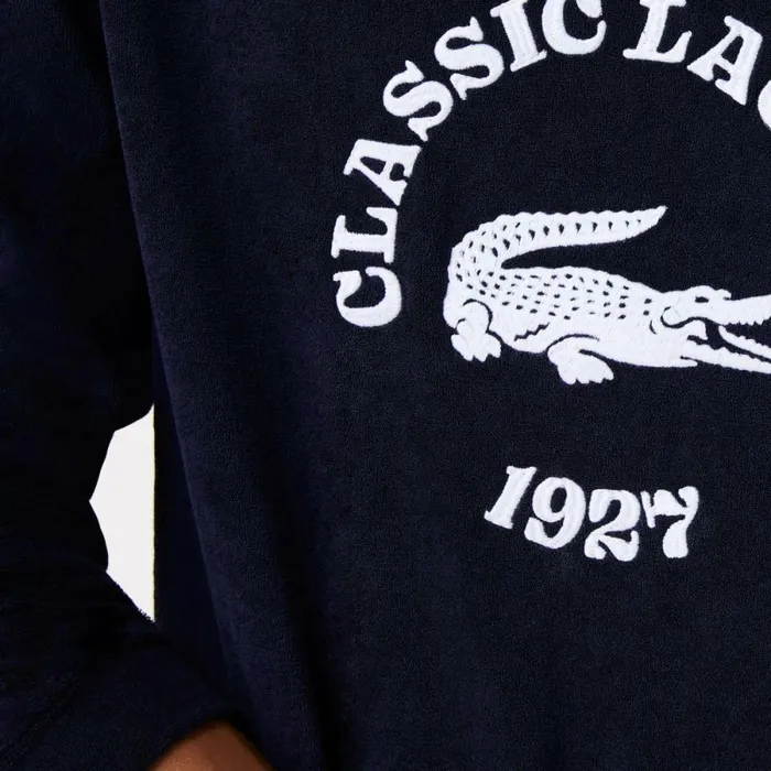 Sweaters and Sweatshirts Men Lacoste Men039s Regular Fit Terrycloth Lounge Sweatshirt Navy Blue White 525