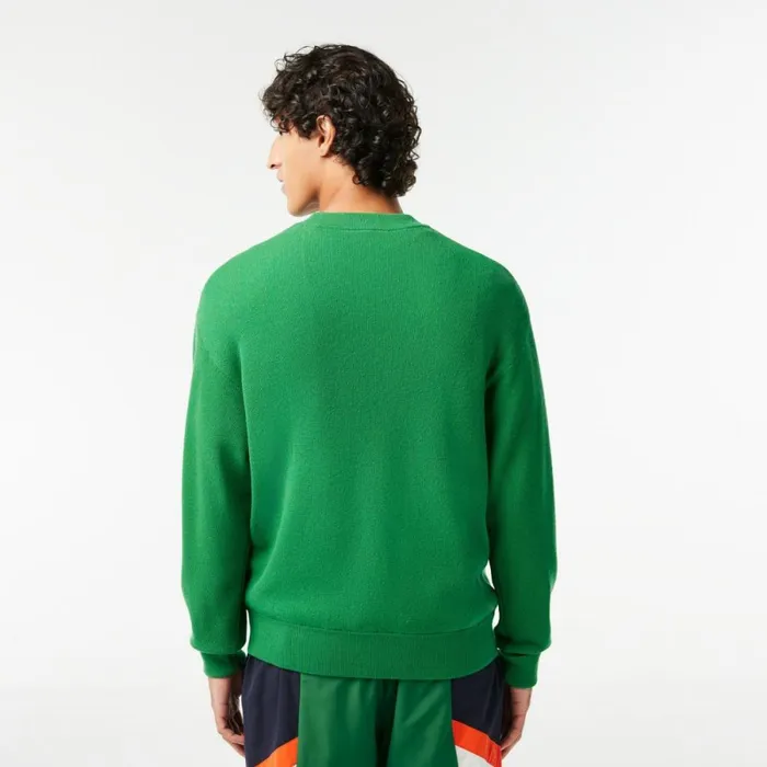 Sweaters and Sweatshirts Men Lacoste Men039s Relaxed Fit Crew Neck Wool Sweater Green Siw
