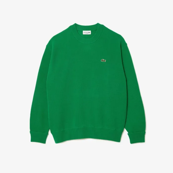 Sweaters and Sweatshirts Men Lacoste Men039s Relaxed Fit Crew Neck Wool Sweater Green Siw