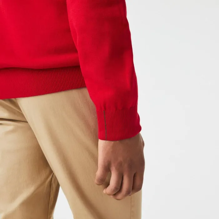 Sweaters and Sweatshirts Men Lacoste Men039s VNeck Organic Cotton Sweater Red 240