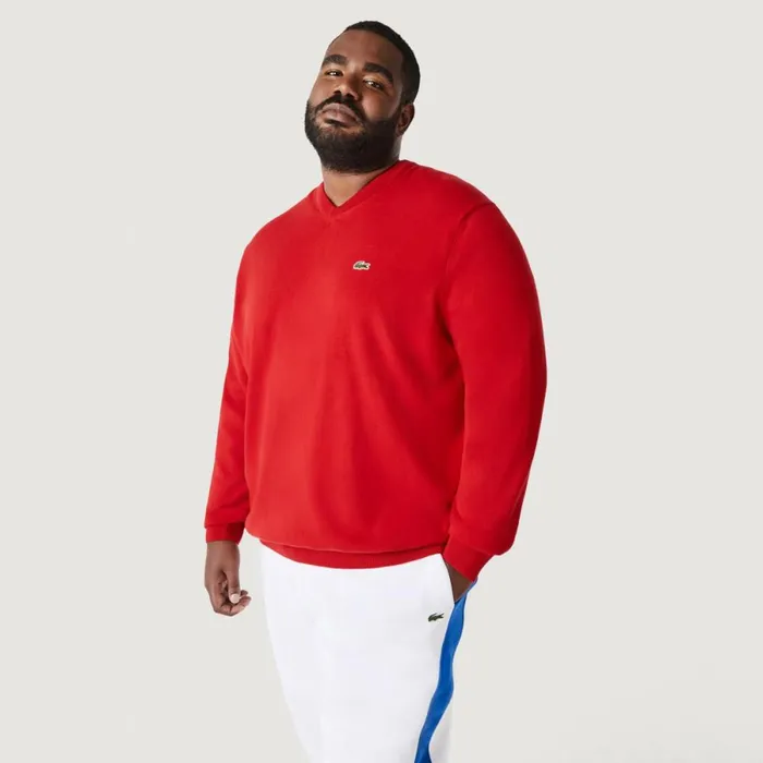 Sweaters and Sweatshirts Men Lacoste Men039s VNeck Organic Cotton Sweater Red 240