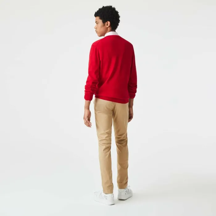 Sweaters and Sweatshirts Men Lacoste Men039s VNeck Organic Cotton Sweater Red 240